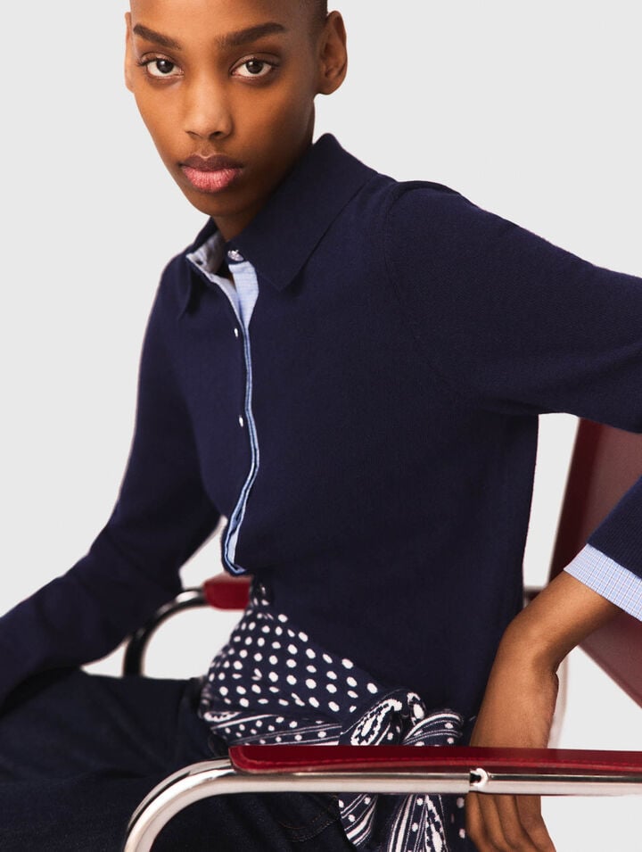 Cardigan polo &agrave; d&eacute;tails amovibles