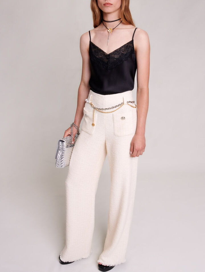 Pantalon large en tweed