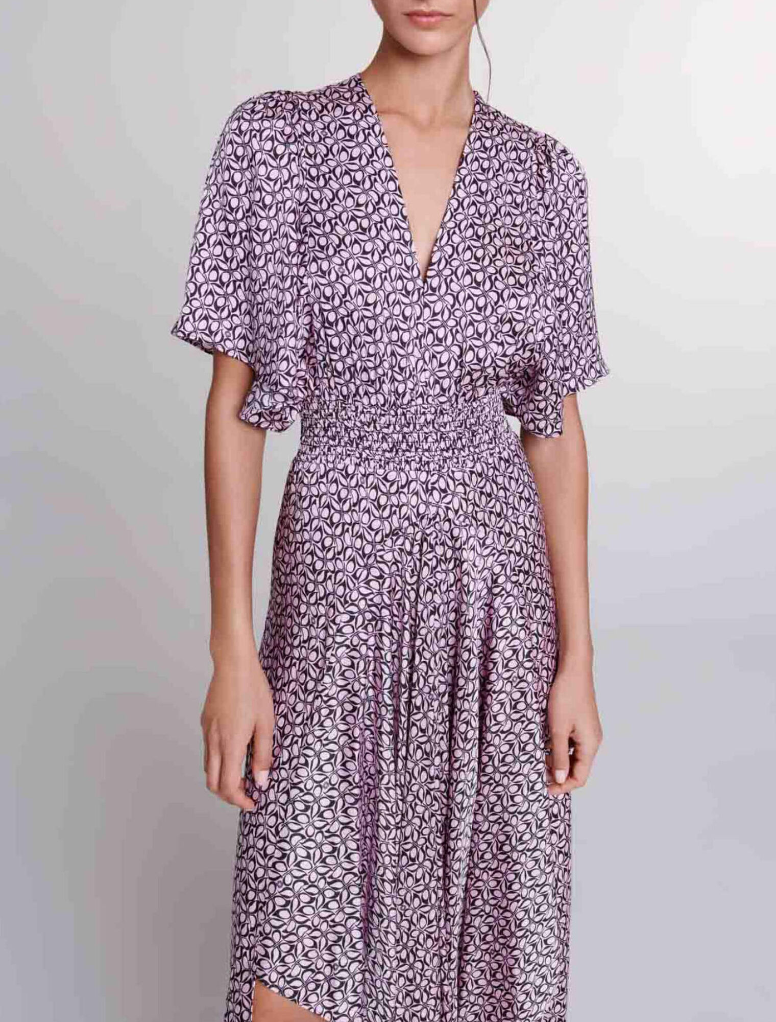 Robe longue satinée imprimée