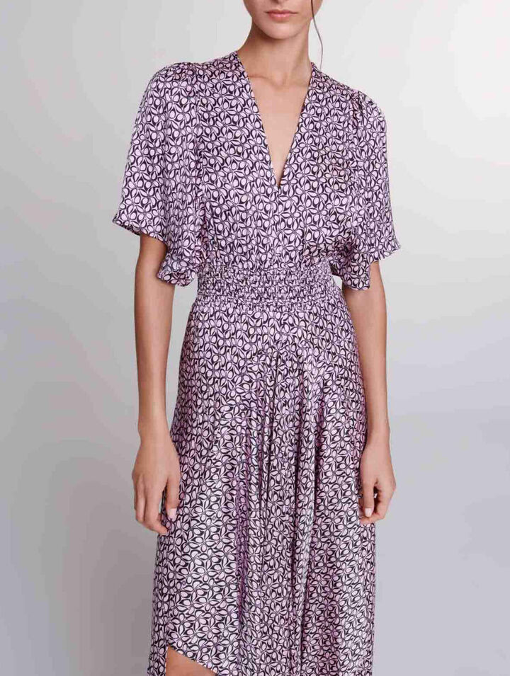 Robe longue satinée imprimée