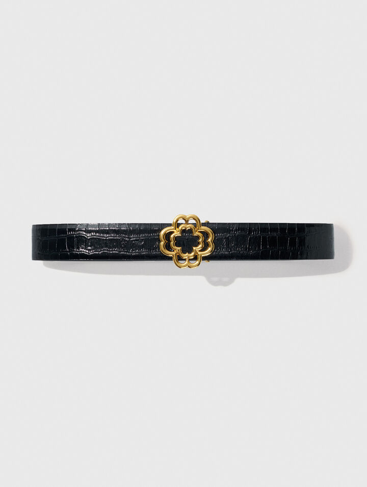 Ceinture Clover en cuir effet croco