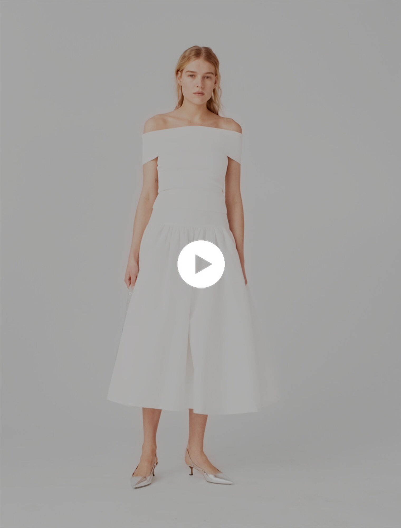 Top col bardot en maille c&ocirc;tel&eacute;e