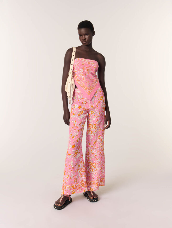 Pantalon en lin imprimé