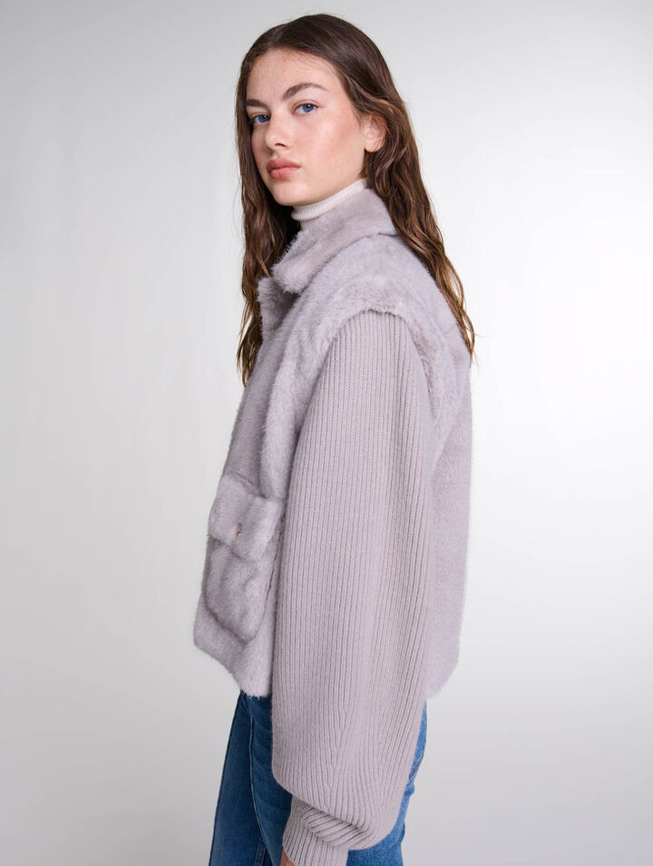 Veste fausse fourrure bi-matière
