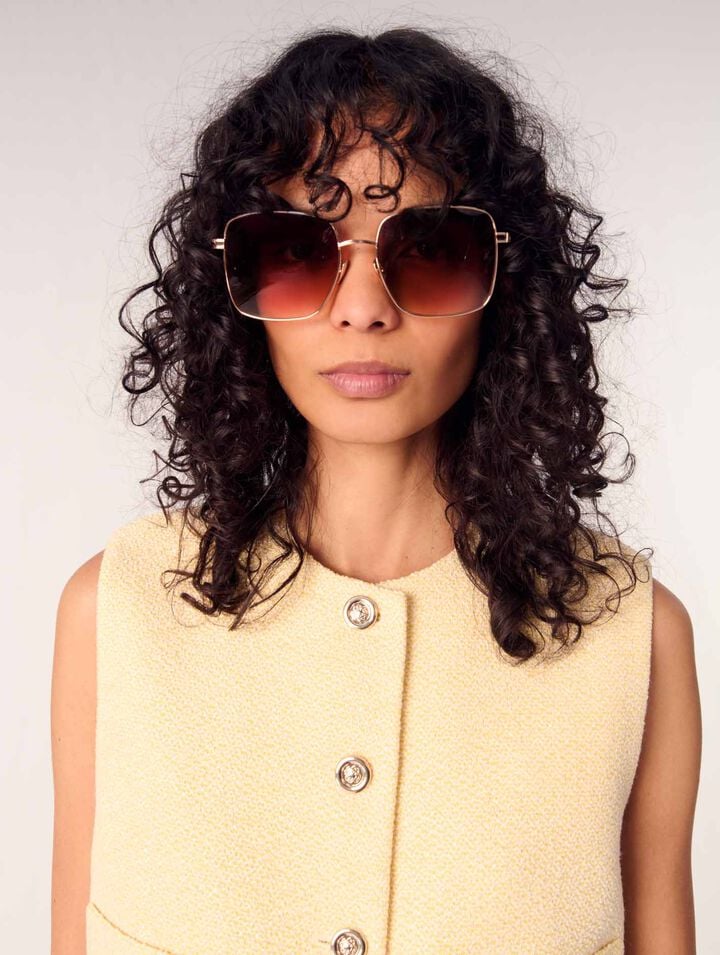 Lunettes rectangles en mix métal