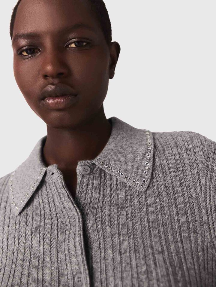 Cardigan avec col strassé