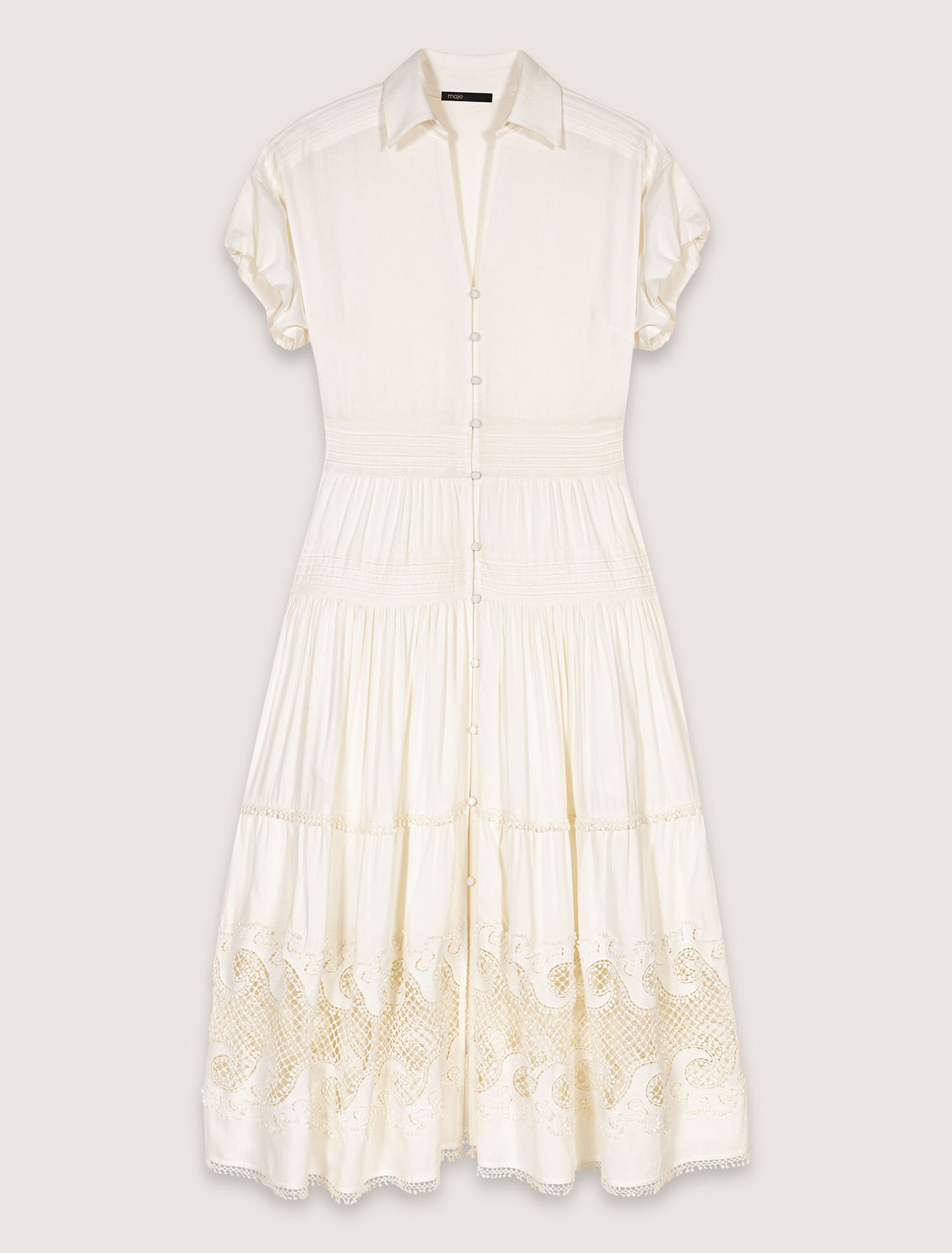 Robe longue brodée à volants