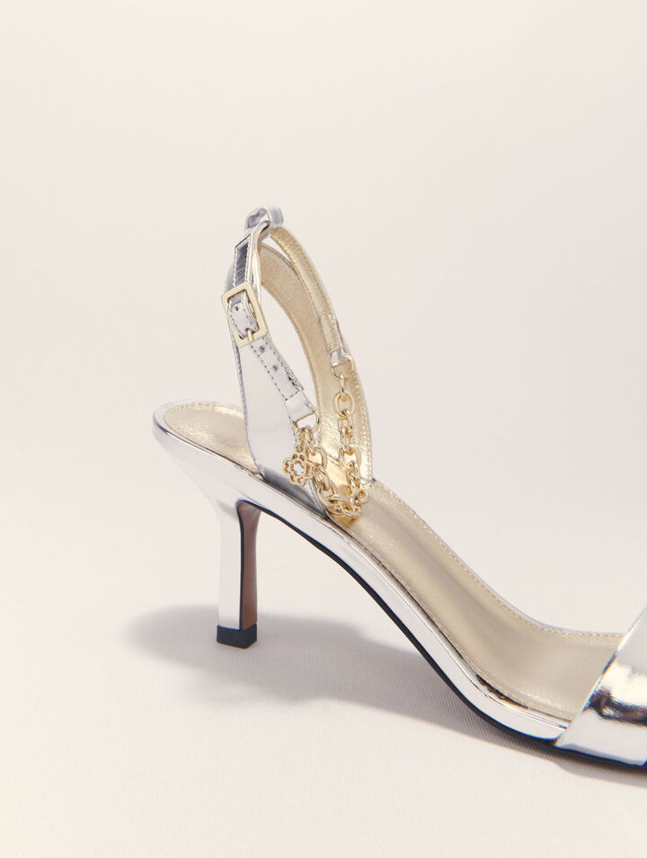 Sandales à talon en cuir miroir