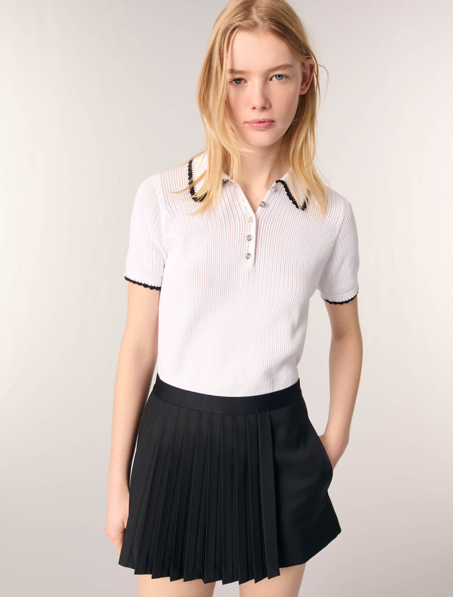 Short droit plissé