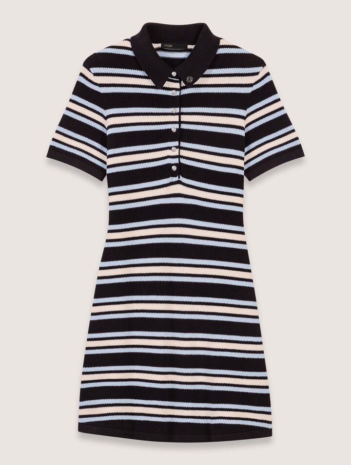 Robe polo en maille à rayures
