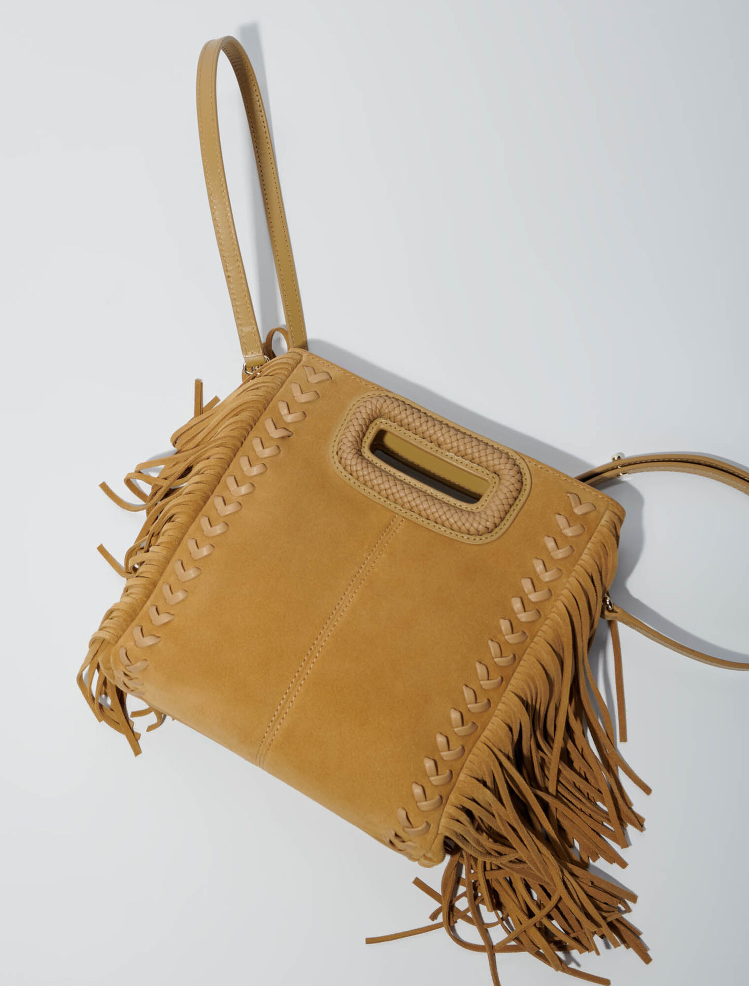 Sac M en suède avec poignée tressée