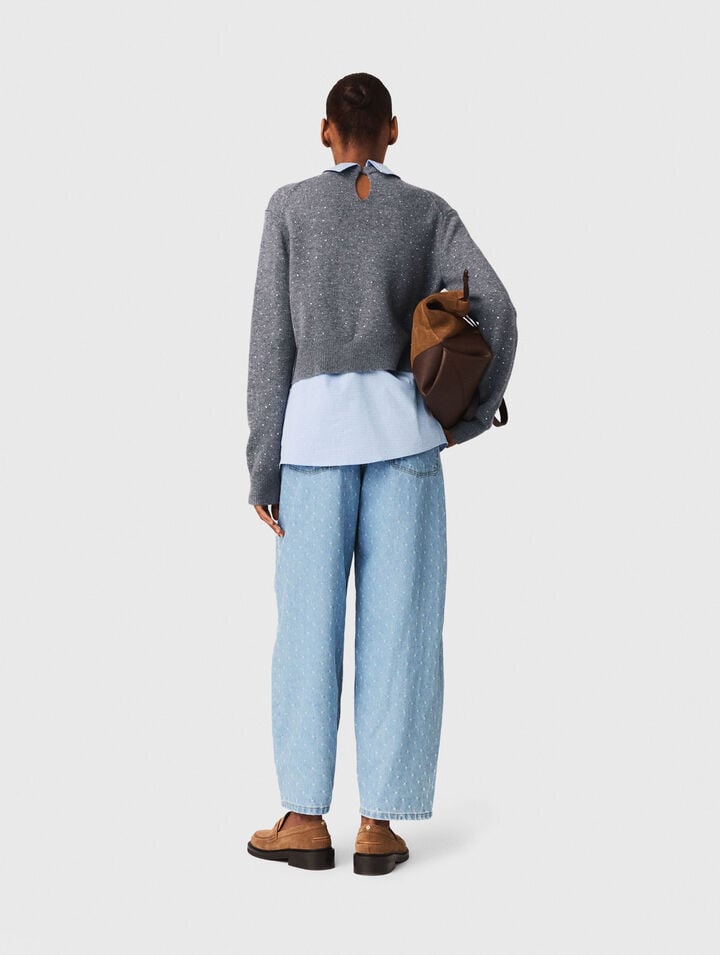 Pull strass&eacute; avec details amovibles