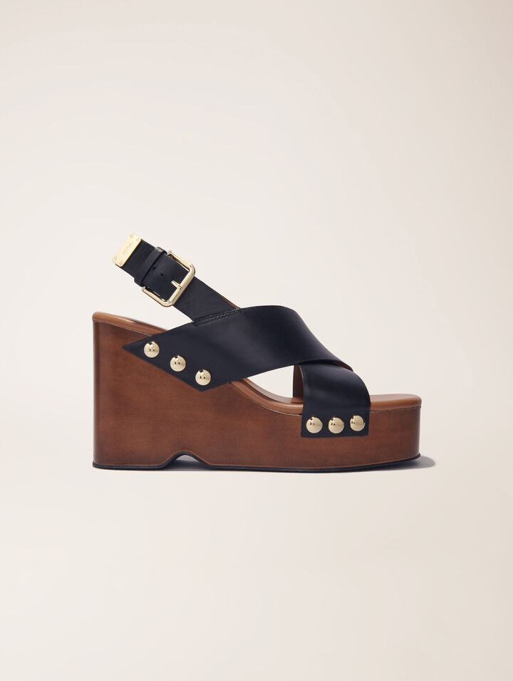 Sandales compensées en cuir