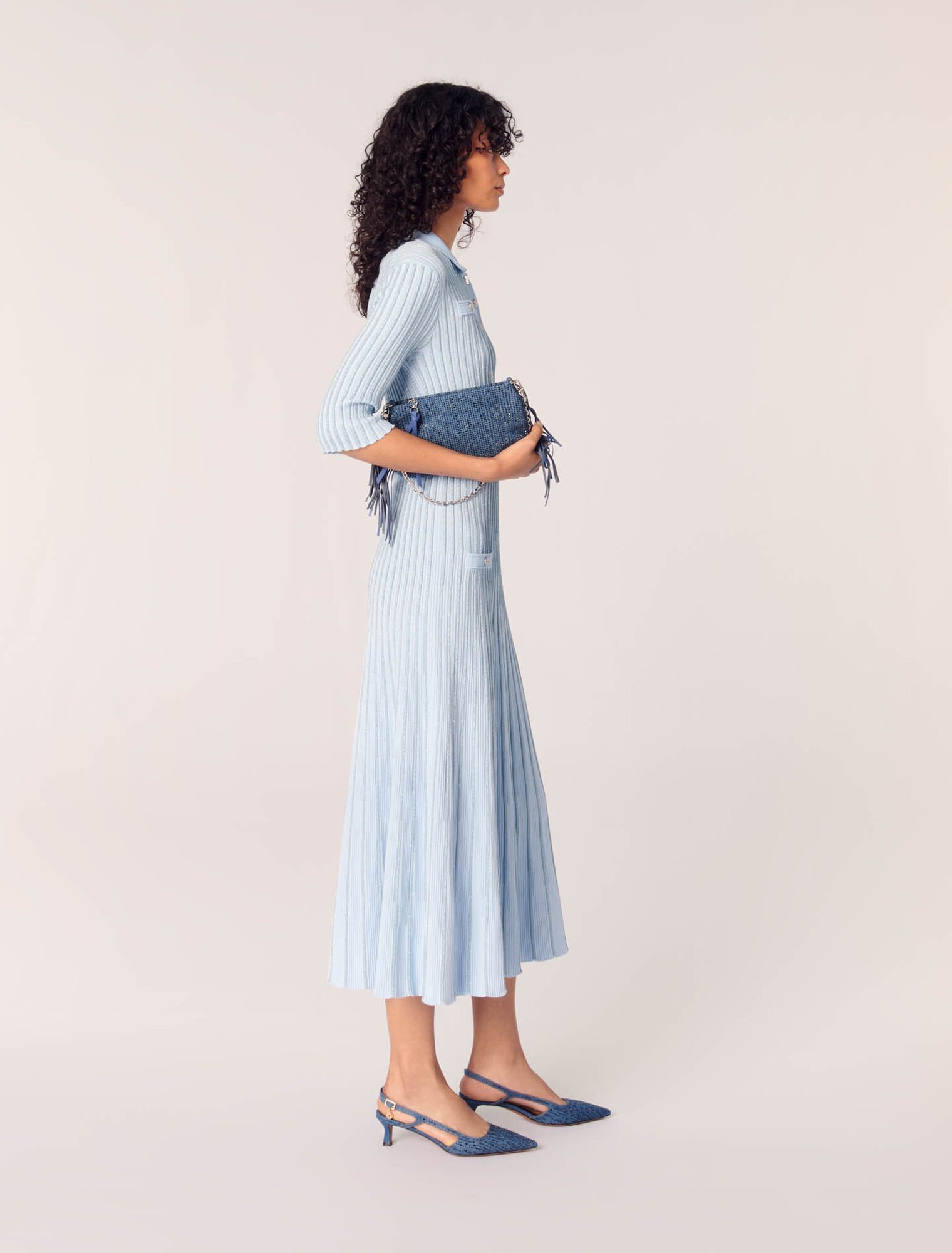 Robe midi en maille côtelée
