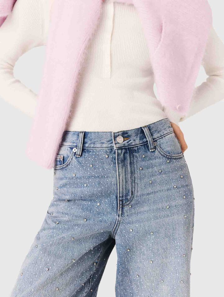 Jean large avec strass all over