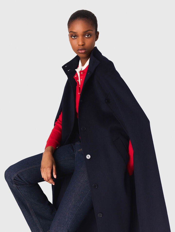 Manteau long double face avec cape