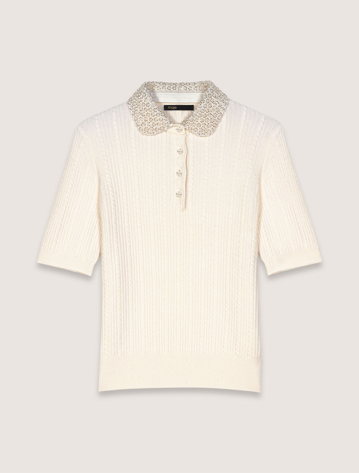 Polo en maille à col amovible