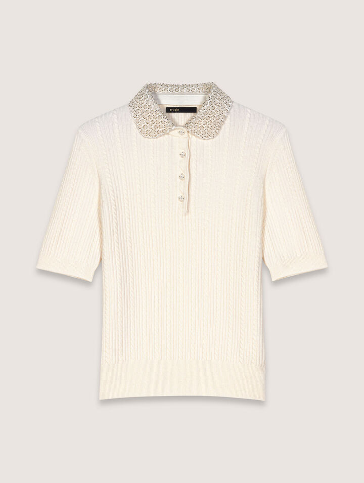 Polo en maille à col amovible