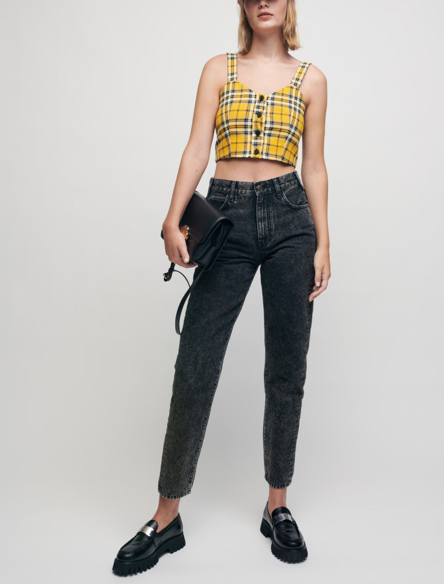 Crop top à carreaux façon tartan