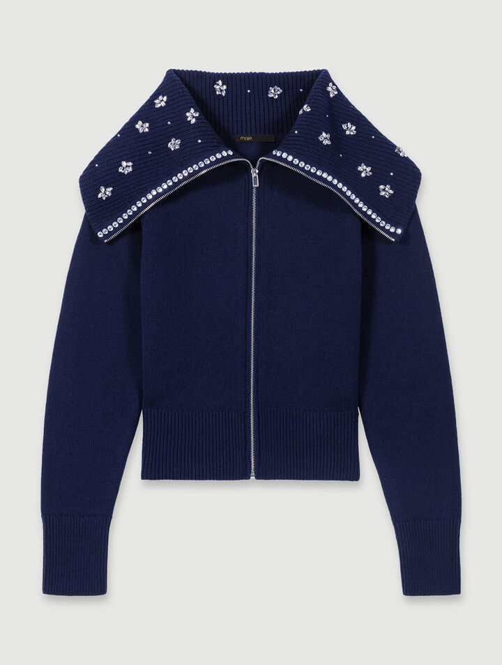 Cardigan col bijoux