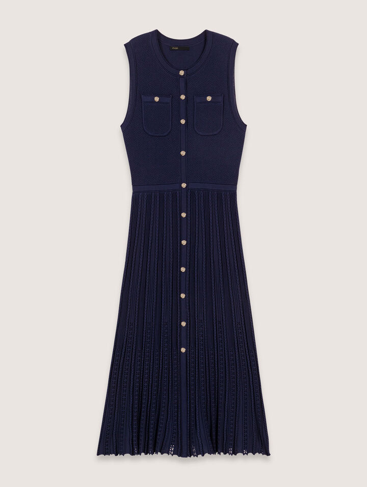 Robe longue plissée en maille