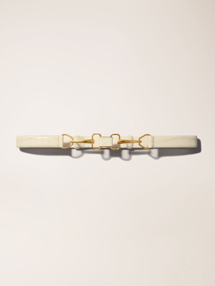 MAJE LEATHER BELT WITH HORSE BIT BUCKLE