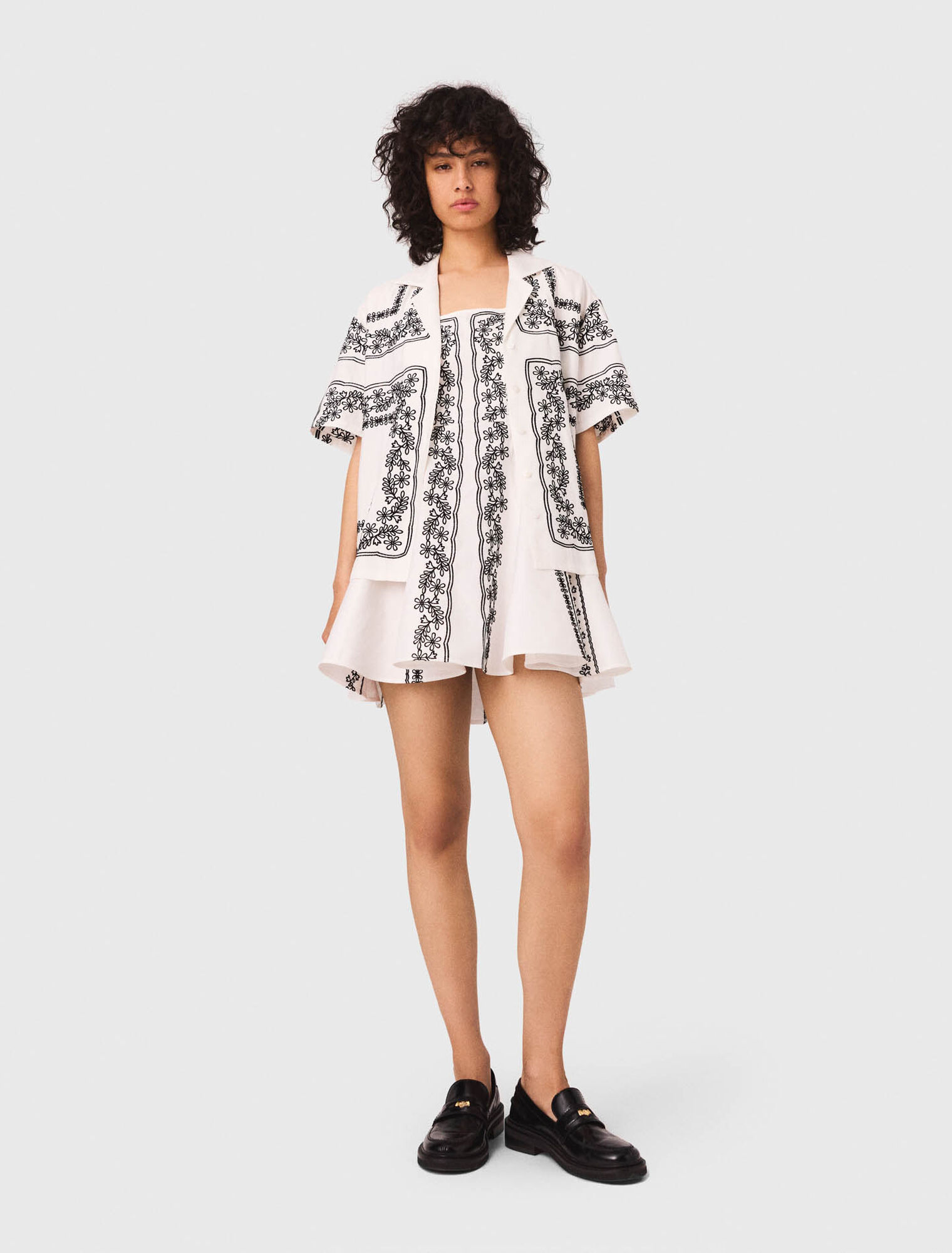 Chemise manches courtes brodée