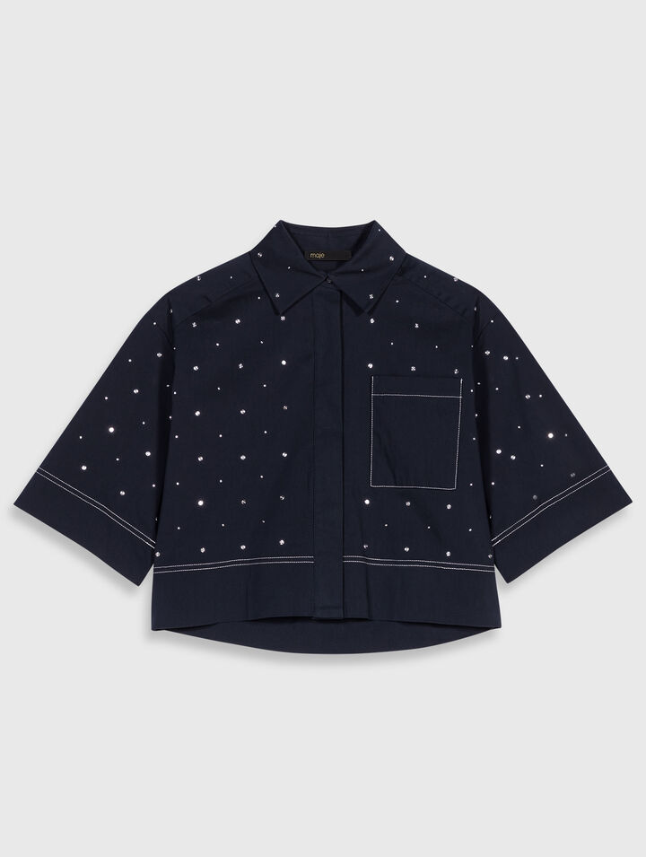 Chemise cropped ornée de clous