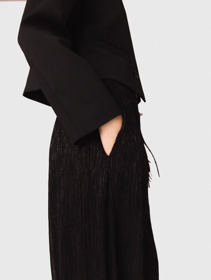 Pantalon large effet métallisé