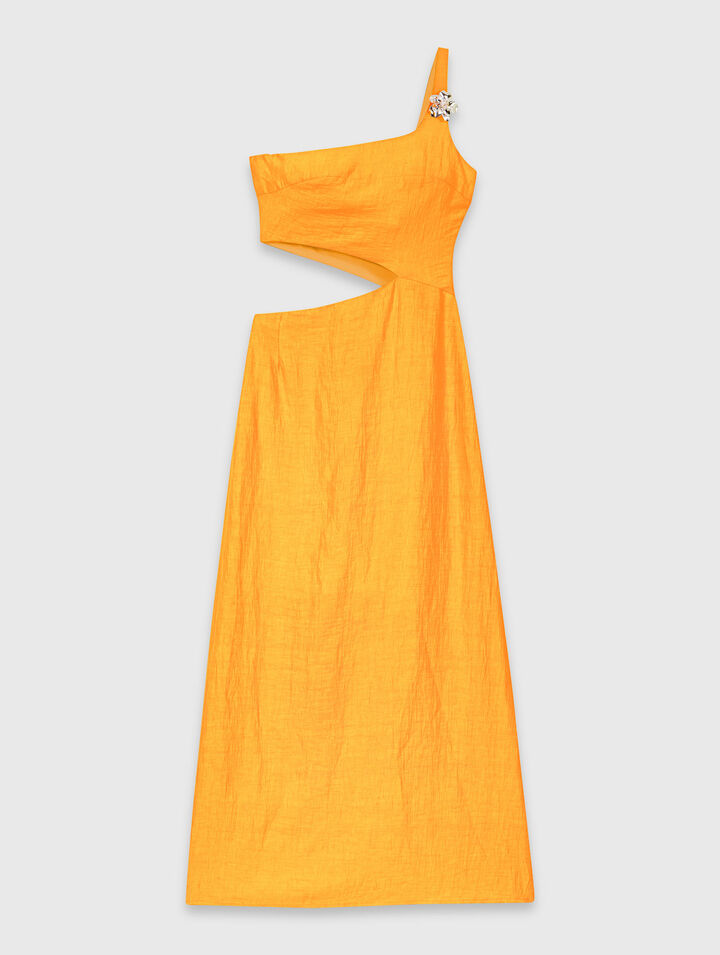 Robe asym&eacute;trique en lin m&eacute;lang&eacute;