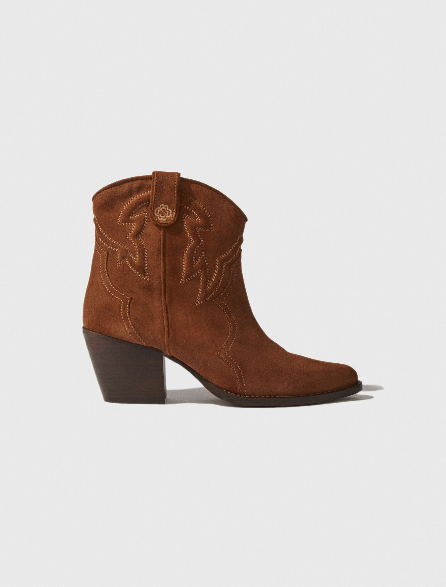 Bottines santiags en cuir suédé