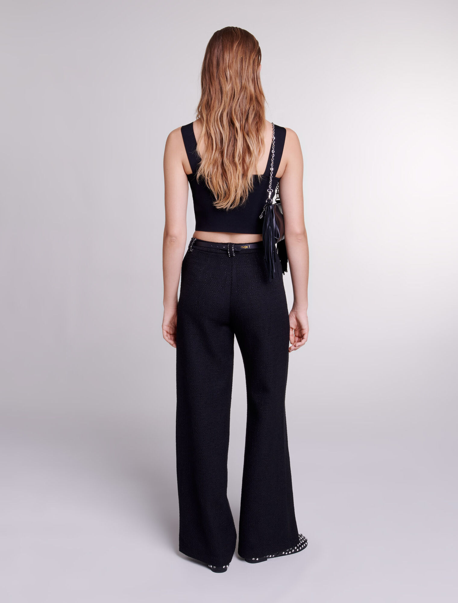 Pantalon large en tweed