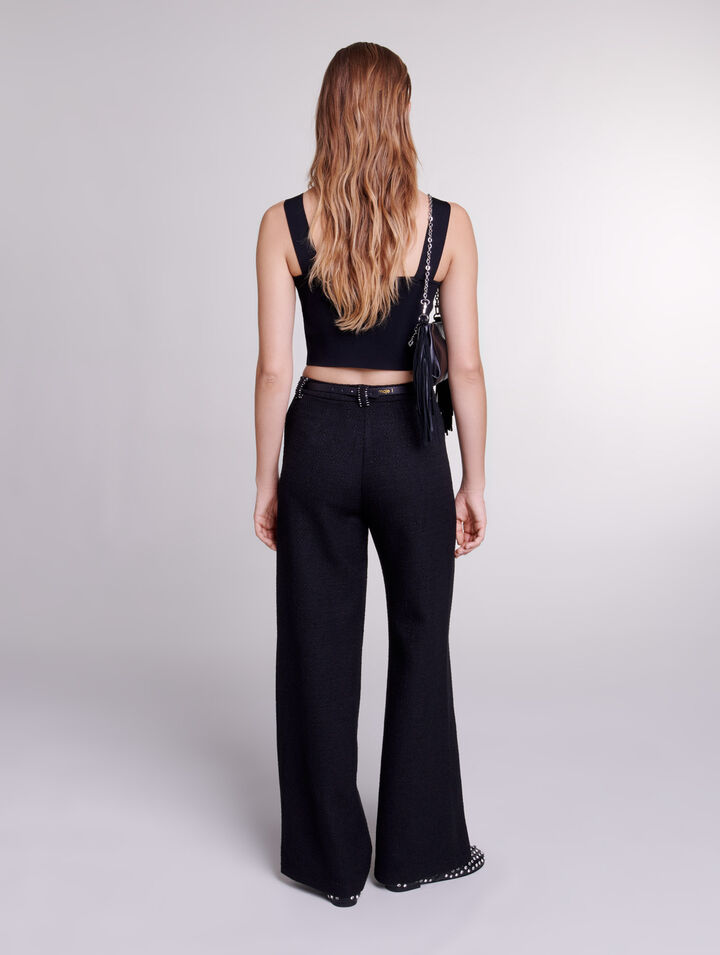 Pantalon large en tweed