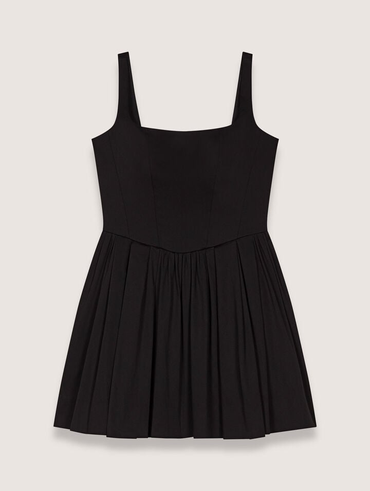 Maje Mini Knitted Babydoll Dress In Noir