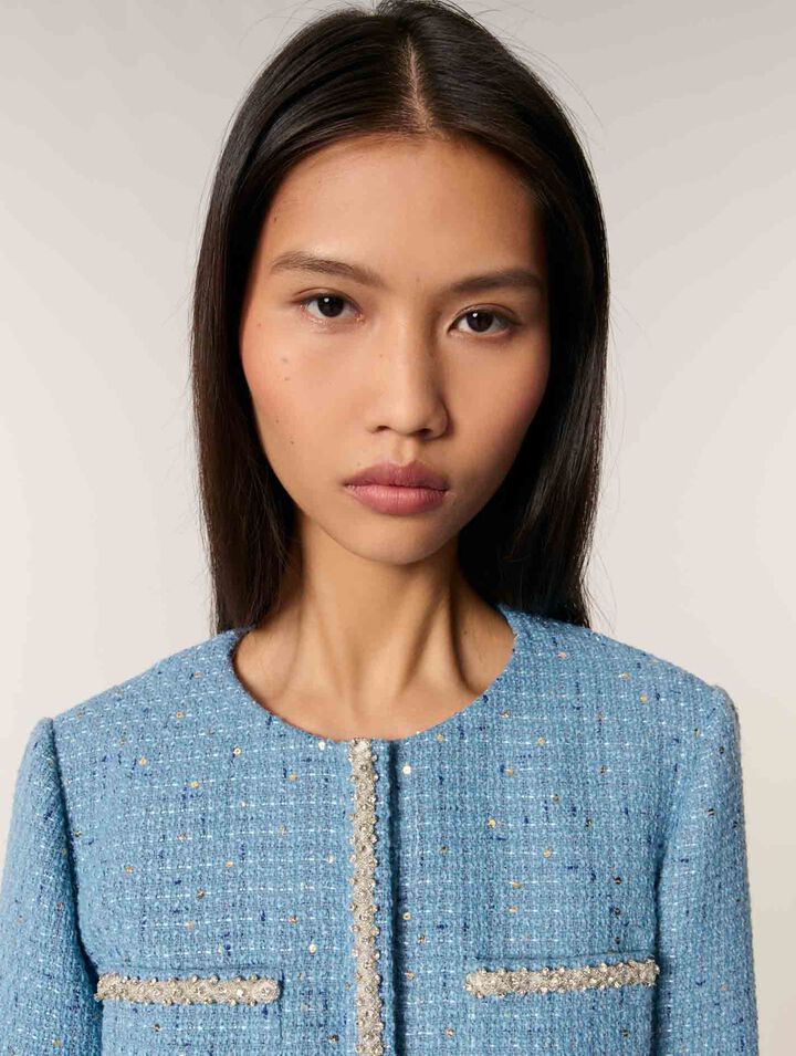 Veste courte en tweed à sequins