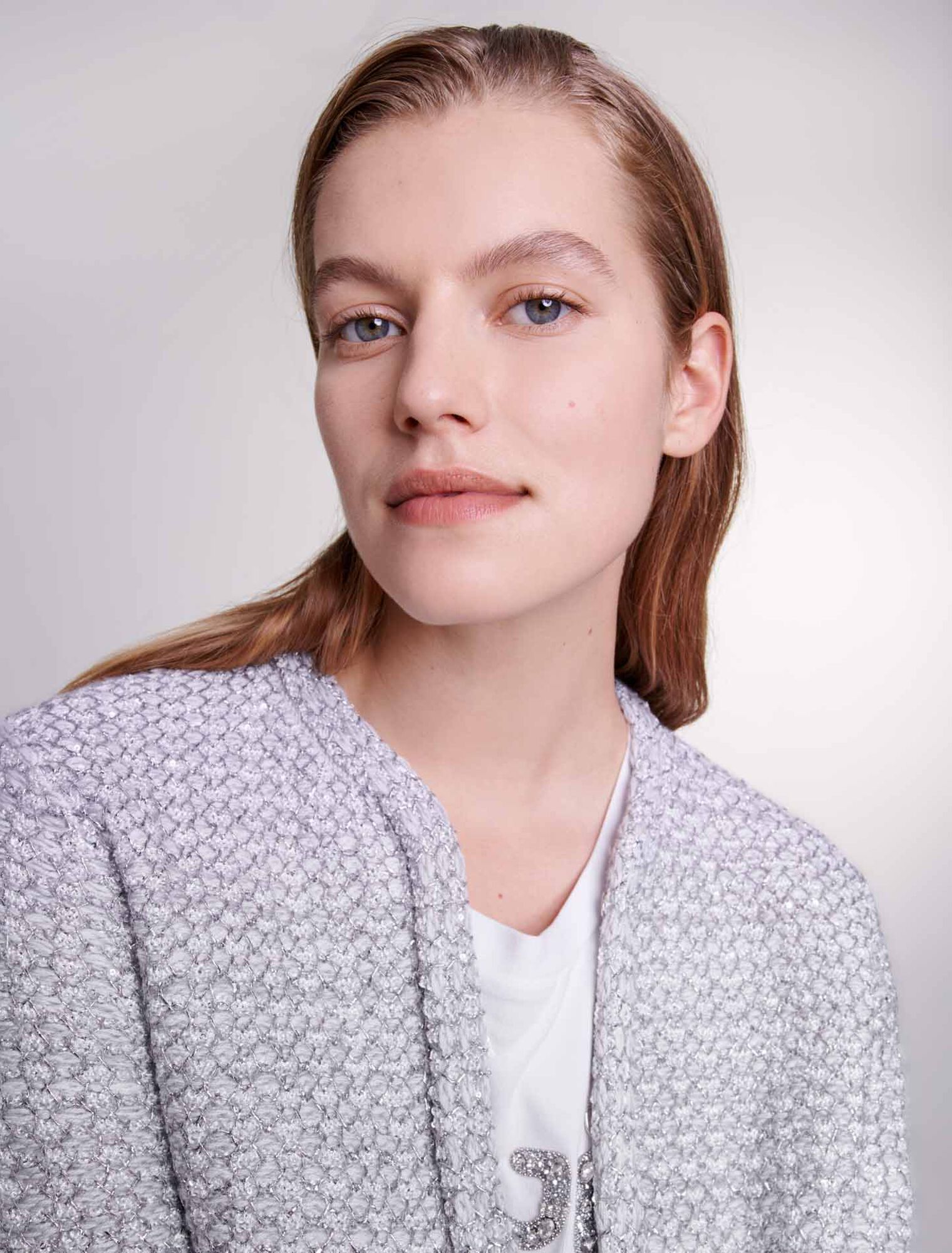 Cardigan en maille effet tweed