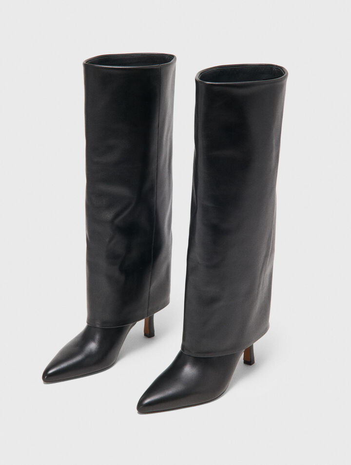 Bottes fourreau &agrave; talon en cuir