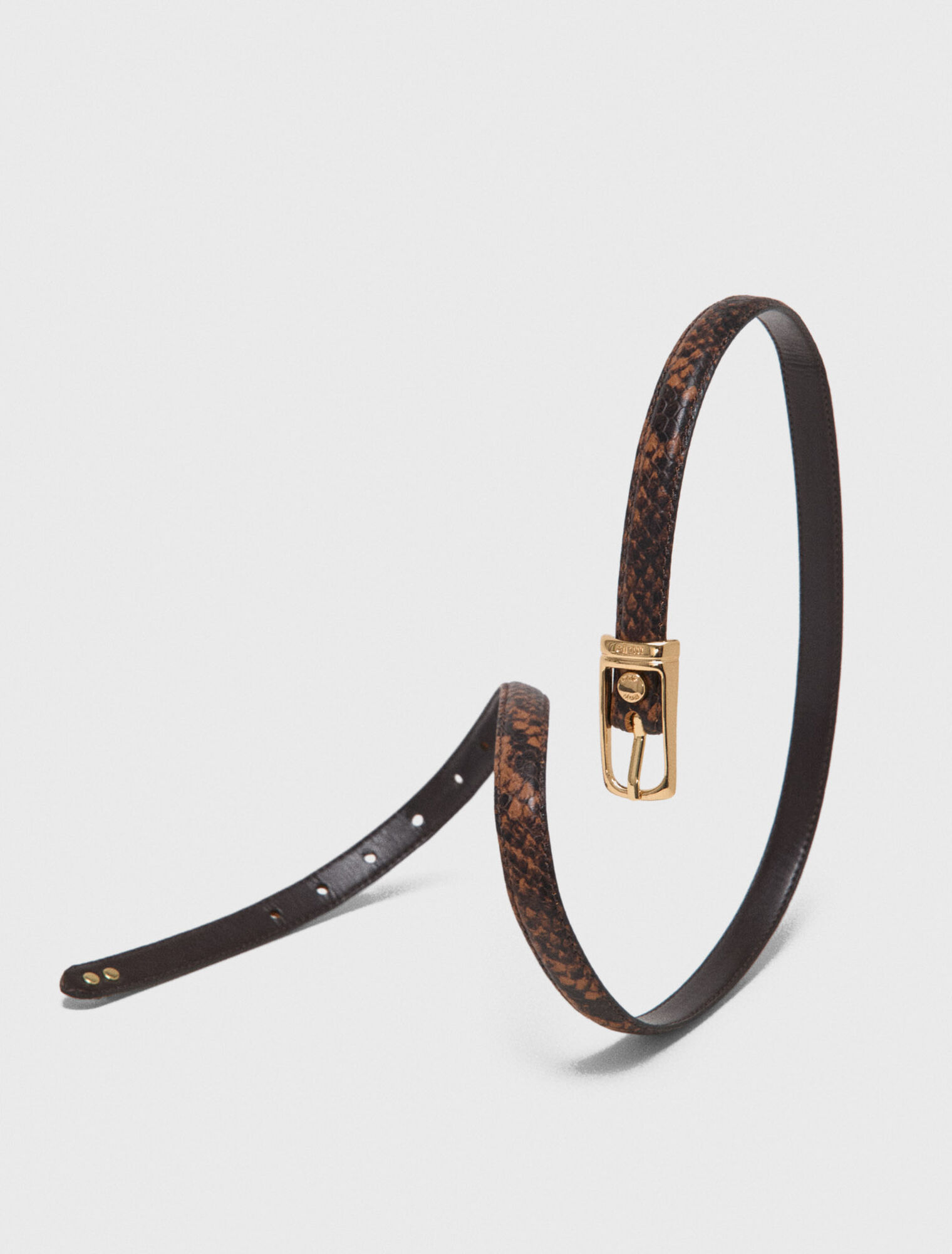 Ceinture fine en cuir emboss&eacute;
