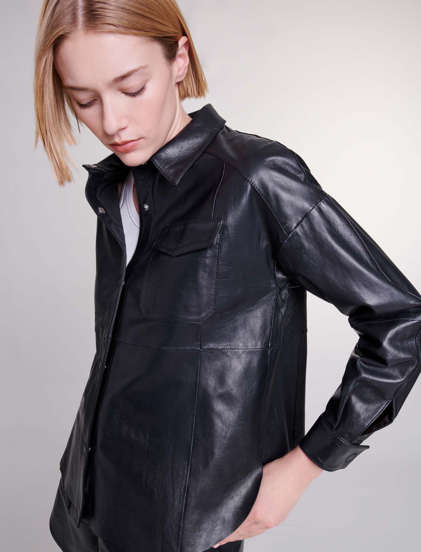 Chemise cuir femme maje outlet