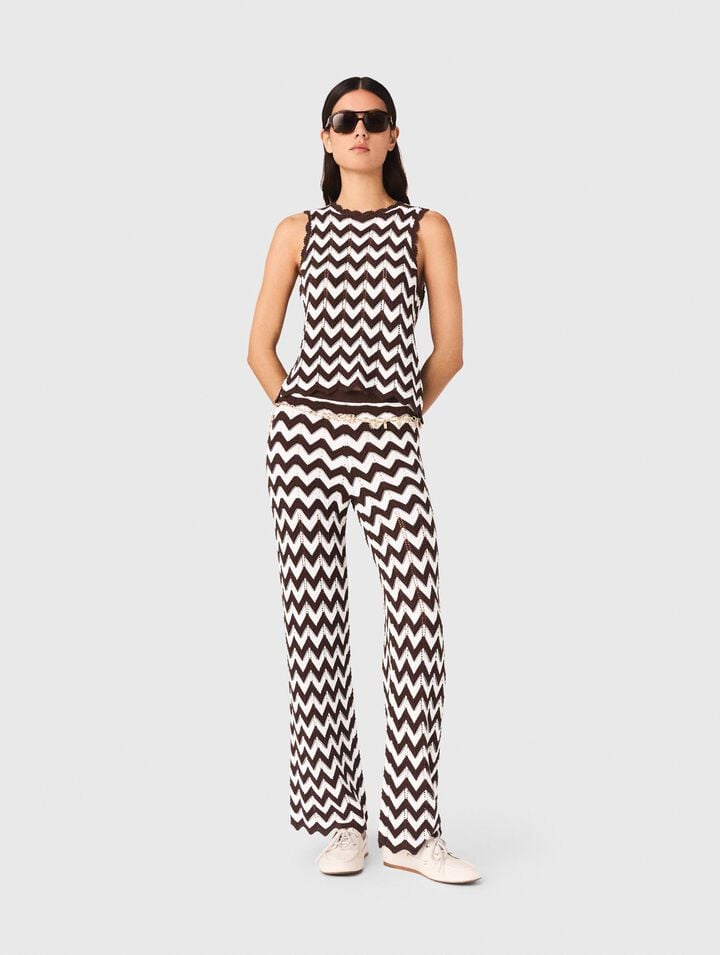 Top en crochet &agrave; motif zigzag