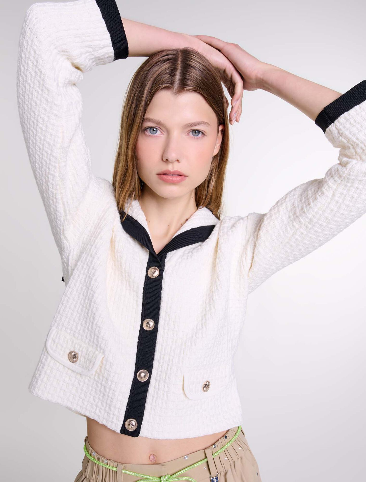 Cardigan contrasté à col