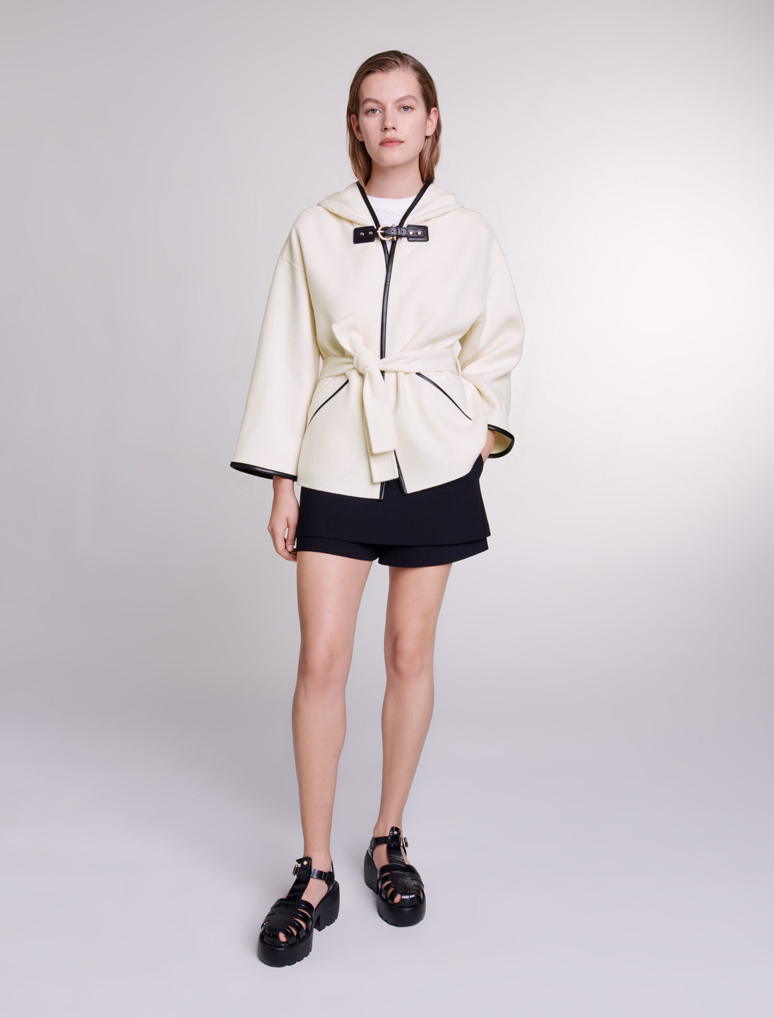 Manteau effet cape en laine