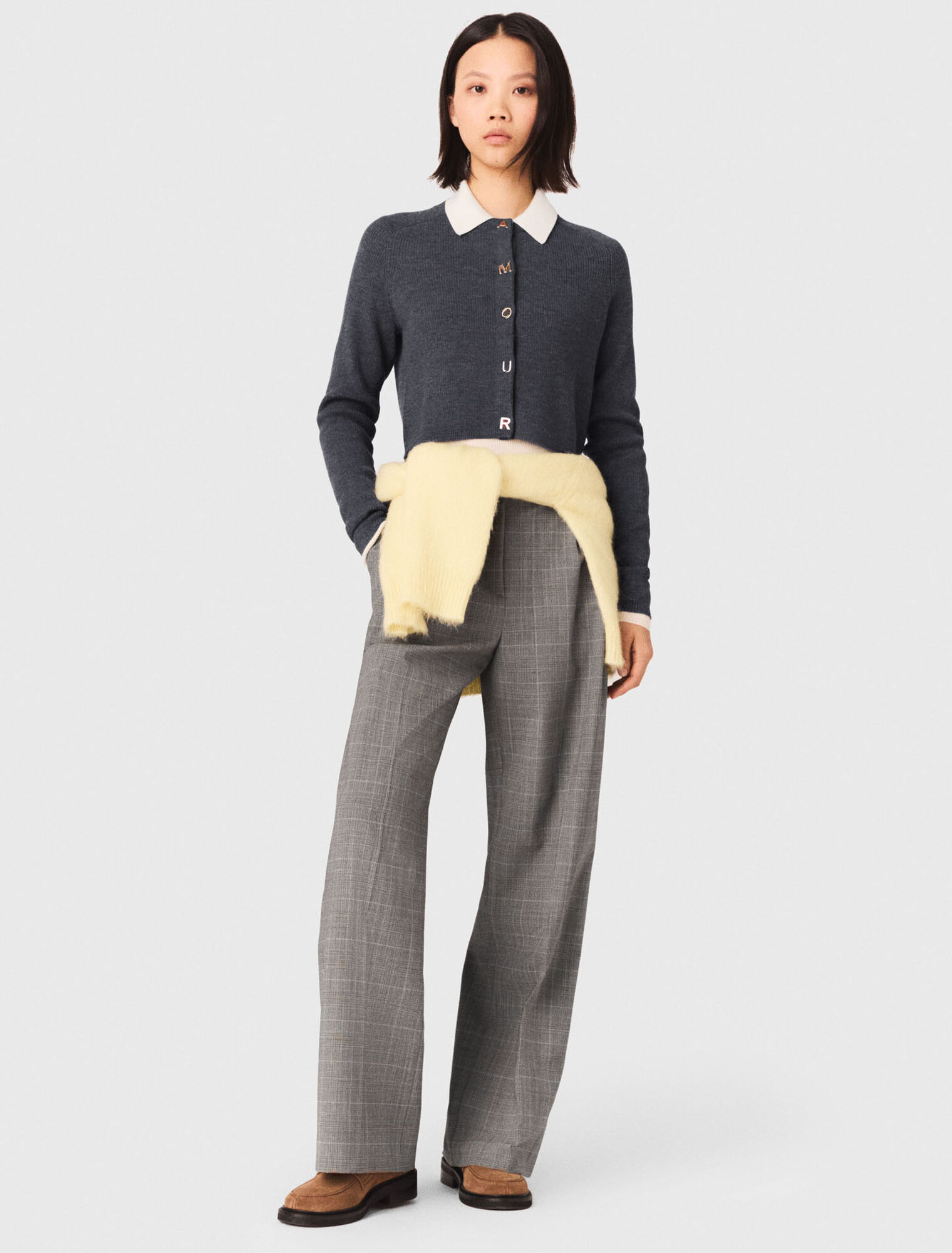 Cardigan cotelé à col rond