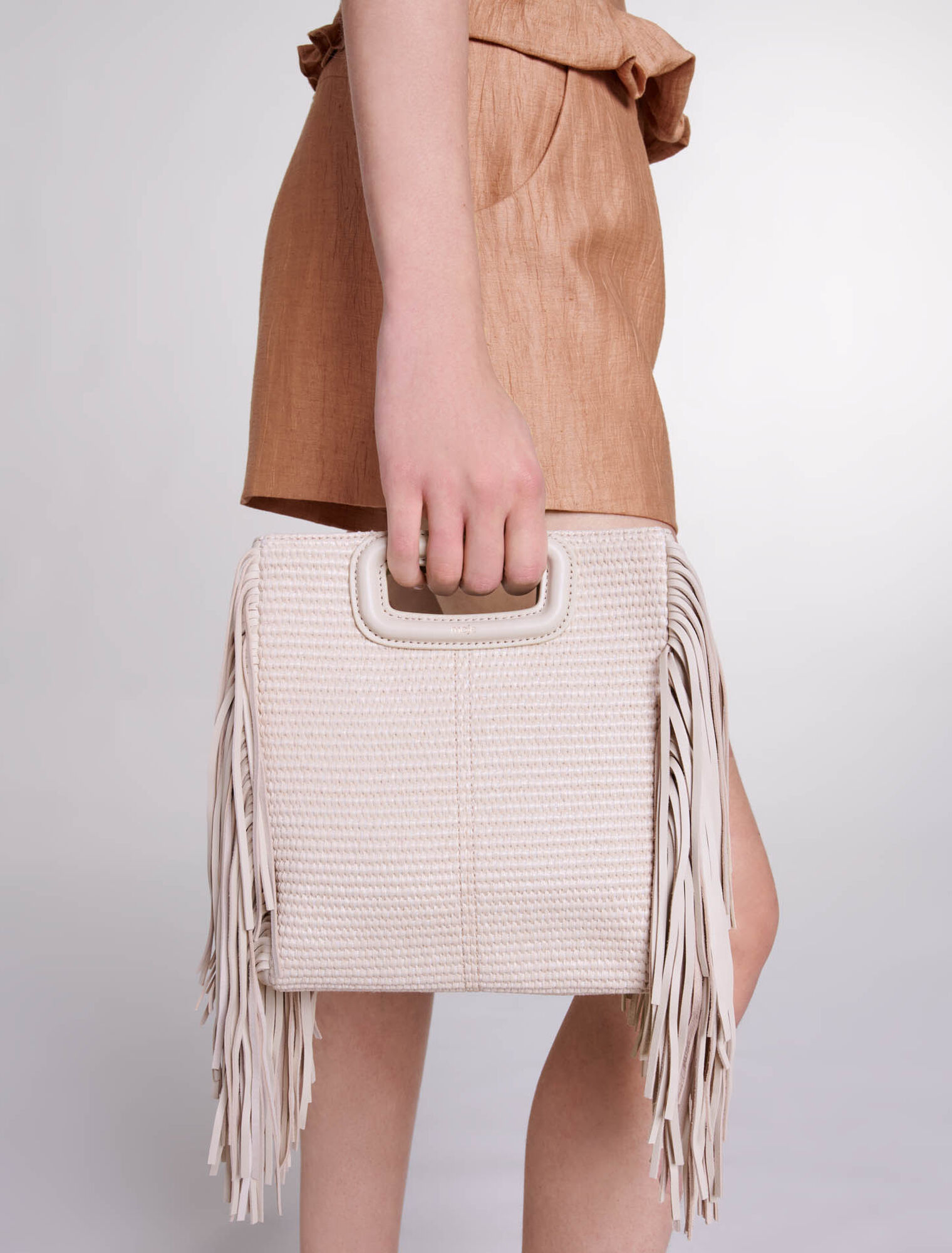 Sac M en textile et raphia