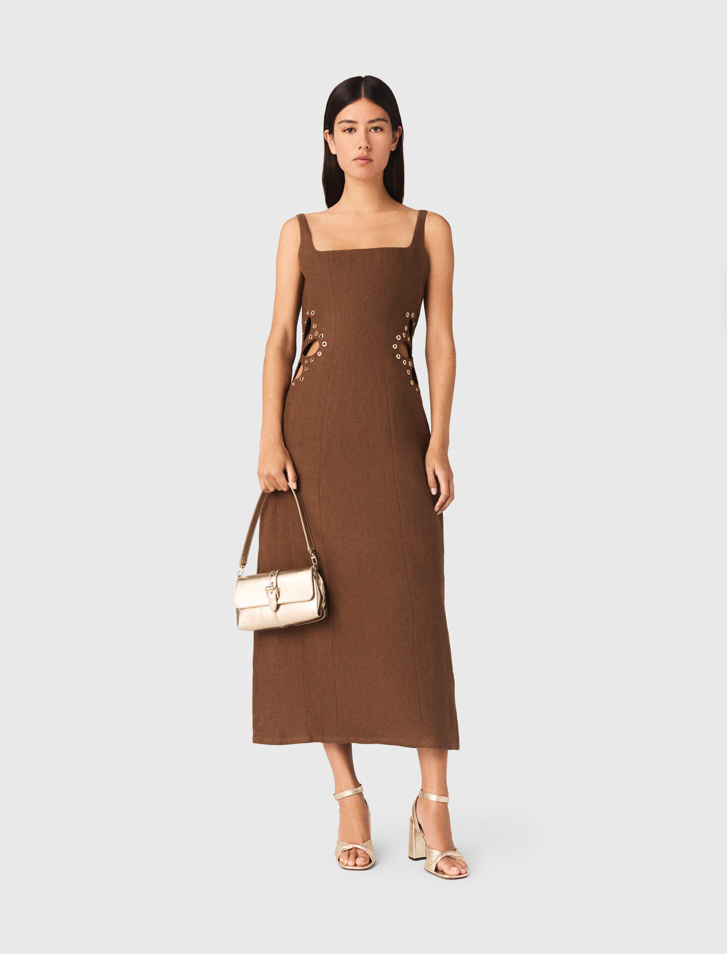 Robe longue en lin mélangé