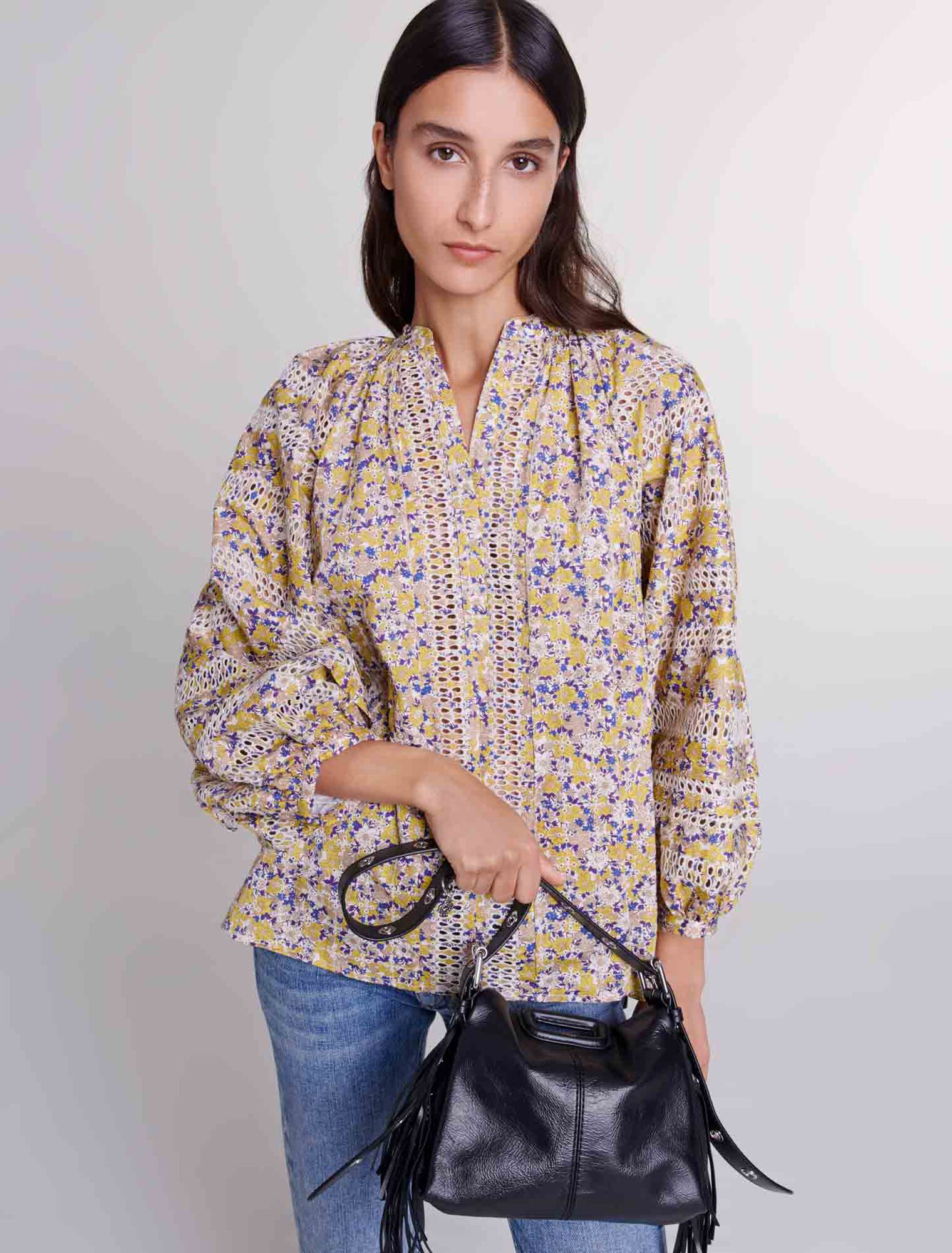 Blouse imprimée et brodée