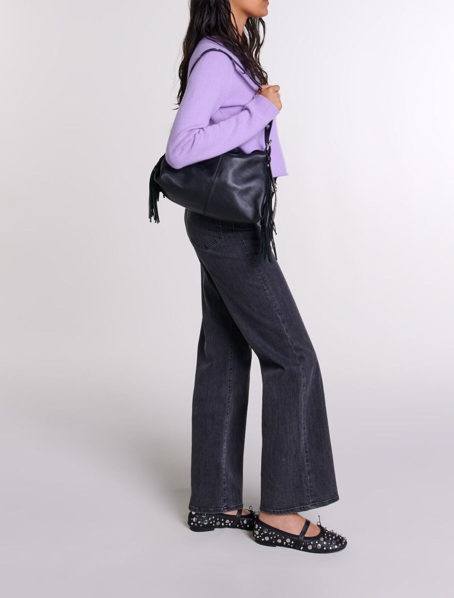 Jean baggy &agrave; ceinture noir