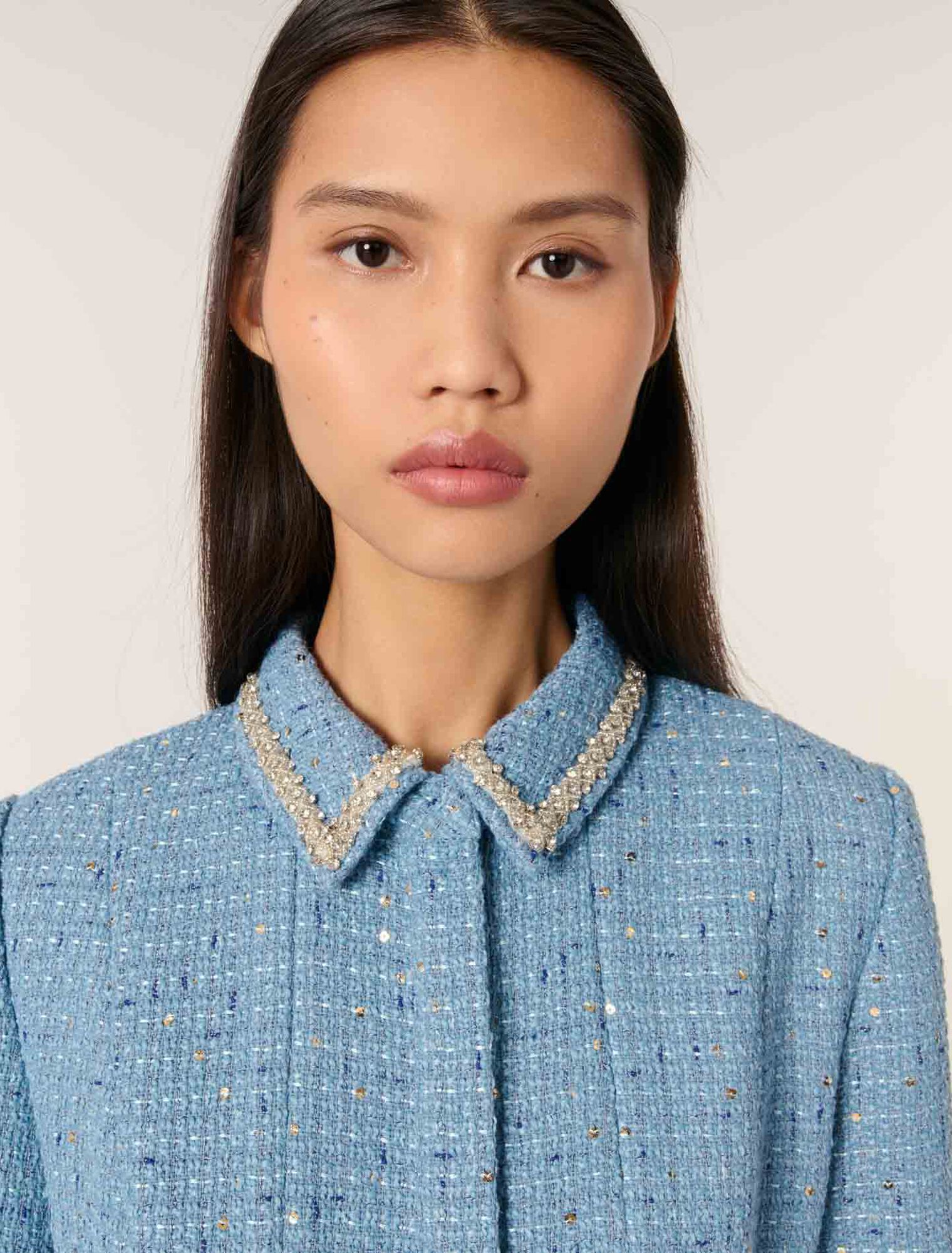 Robe courte en tweed à sequins