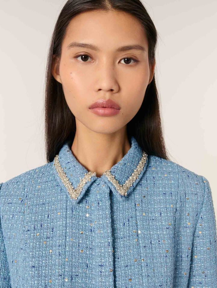 Robe courte en tweed à sequins