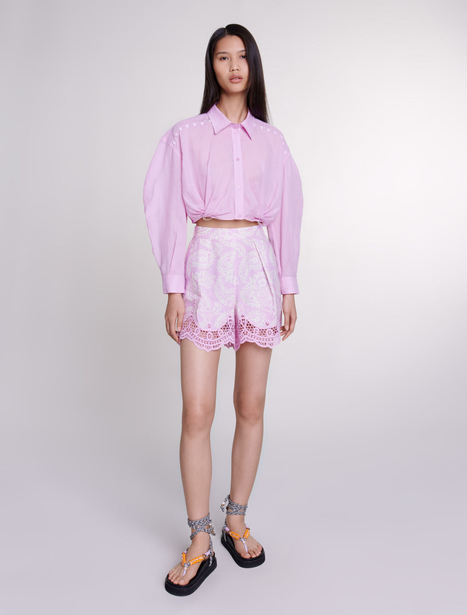 Chemise courte en ramie